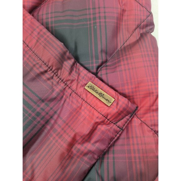 Eddie Bauer Women’s 1936 Skyliner Down Goose Vest Black/Red Plaid Quilted Size L - Picture 2 of 12